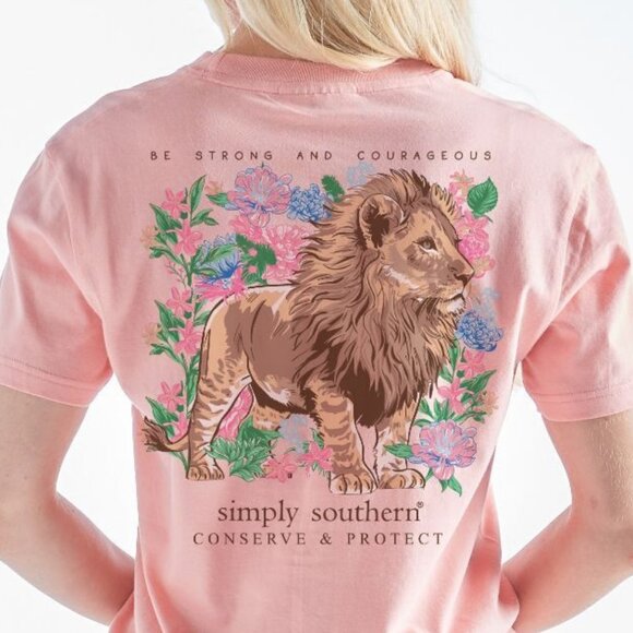 Simply Southern Tops - Lion Tracker Peach Be Strong Shirt by Simply Southern